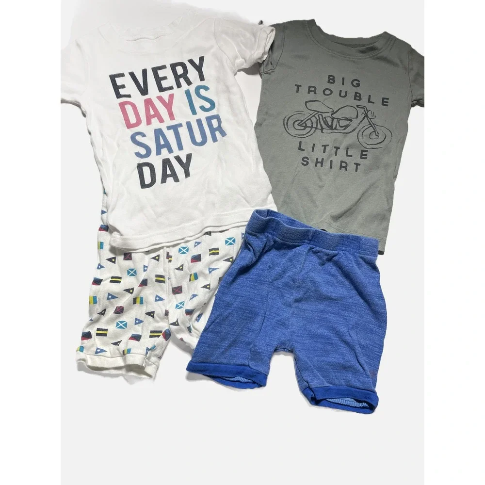 Old Navy Pajama Set Toddler Boys 4T Multicolor Graphic Short Sleeve Sleepwear Lo